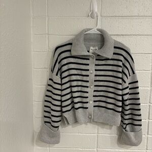 Abercrombie and Fitch grey and black stripe cardigan